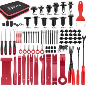 image:imageGOOACC 330Pcs Trim Removal Tool Auto Push Pin Bumper Retainer Clip Set Fastener Terminal Remover Tool Adhesive Cable Clips Pry Kit Car Panel Radio Removal Auto Clip Pliers Blue330pcs Clips Removal Kit Red