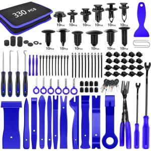 image:imageGOOACC 330Pcs Trim Removal Tool Auto Push Pin Bumper Retainer Clip Set Fastener Terminal Remover Tool Adhesive Cable Clips Pry Kit Car Panel Radio Removal Auto Clip Pliers Blue330Pcs Clips Removal Kit Blue